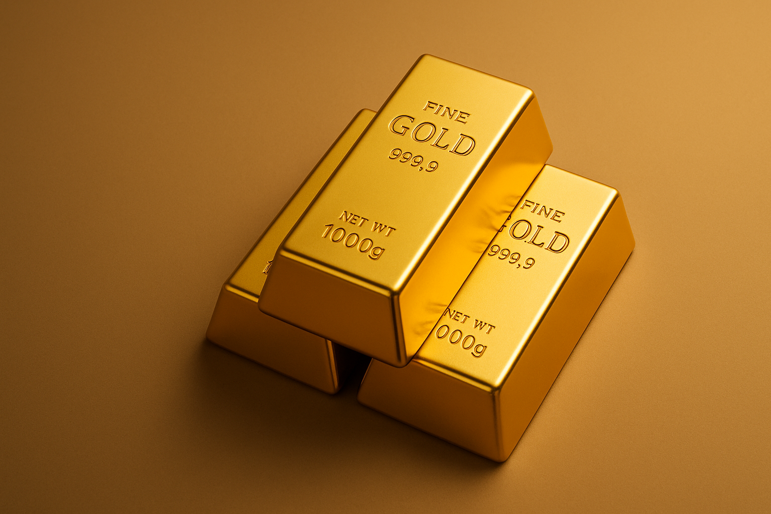 Lingotes y joyería de oro con iluminación elegante